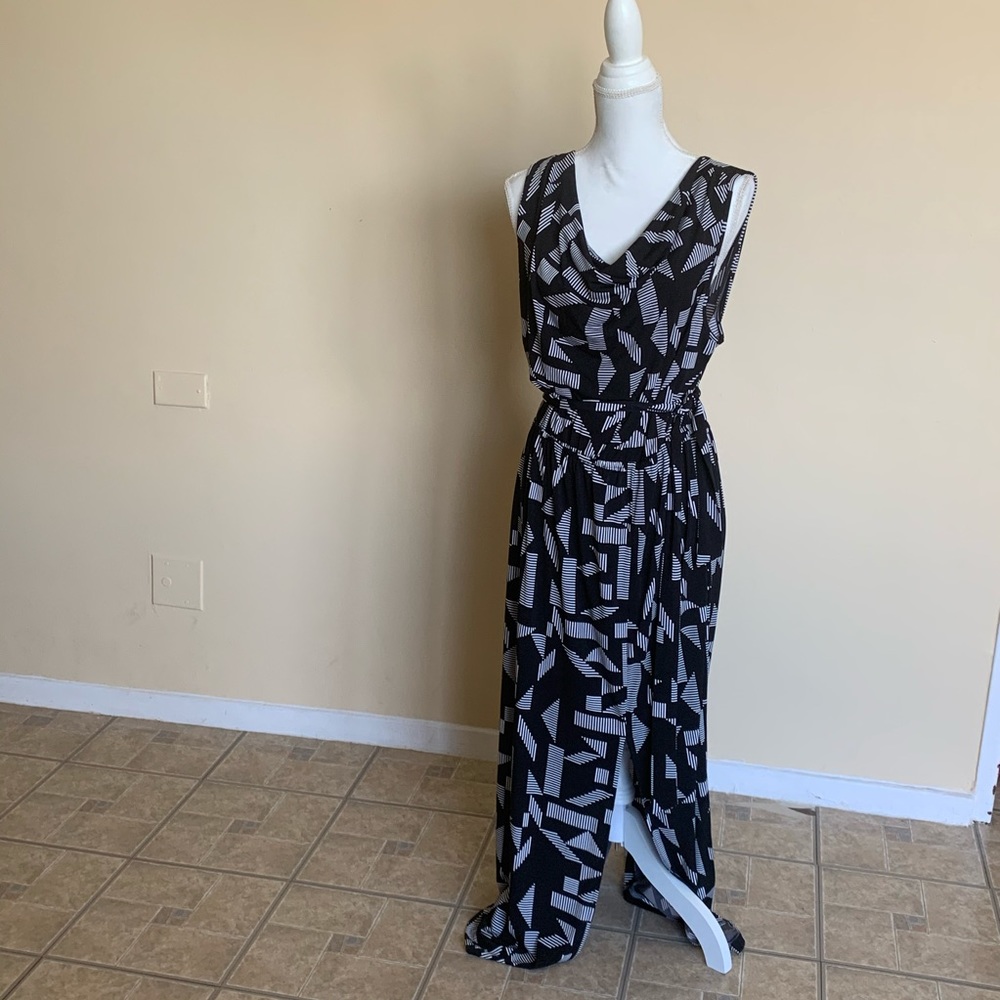 Ellen Tracy Maxi Black And White Dress Gem
